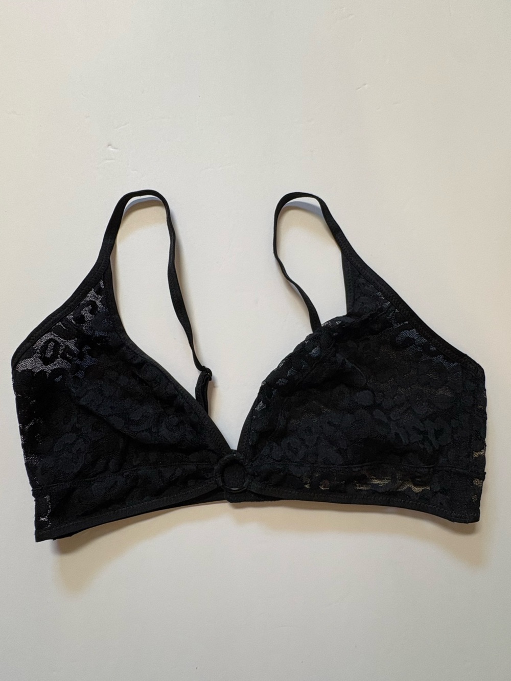 Free People Lace Triangle Bralette with Front Ring - Black S - Picture 2 of 10